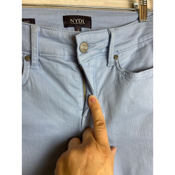 NYDJ Women’s 2 Light Blue Marilyn Straight Leg Zip Denim Jeans - Picture 6 of 7